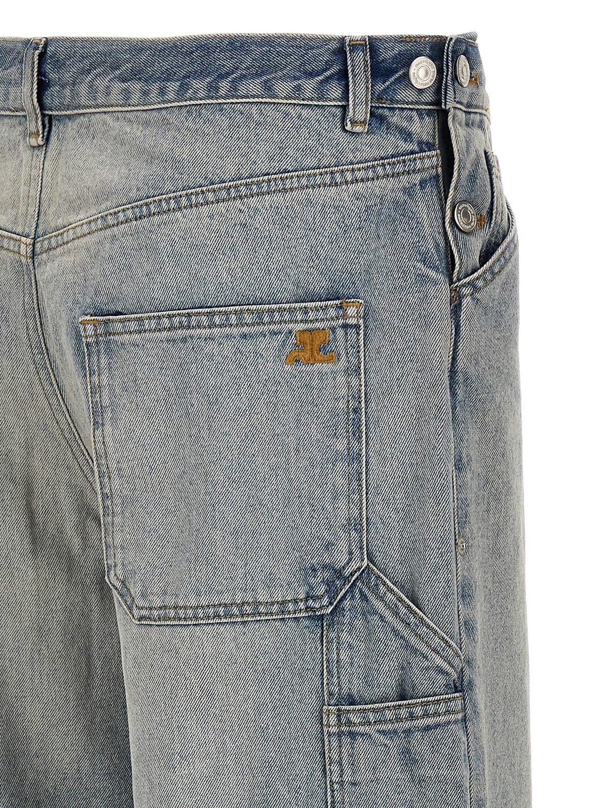 Shop Courrèges Sailor Wide-leg Jeans In Clear Blue