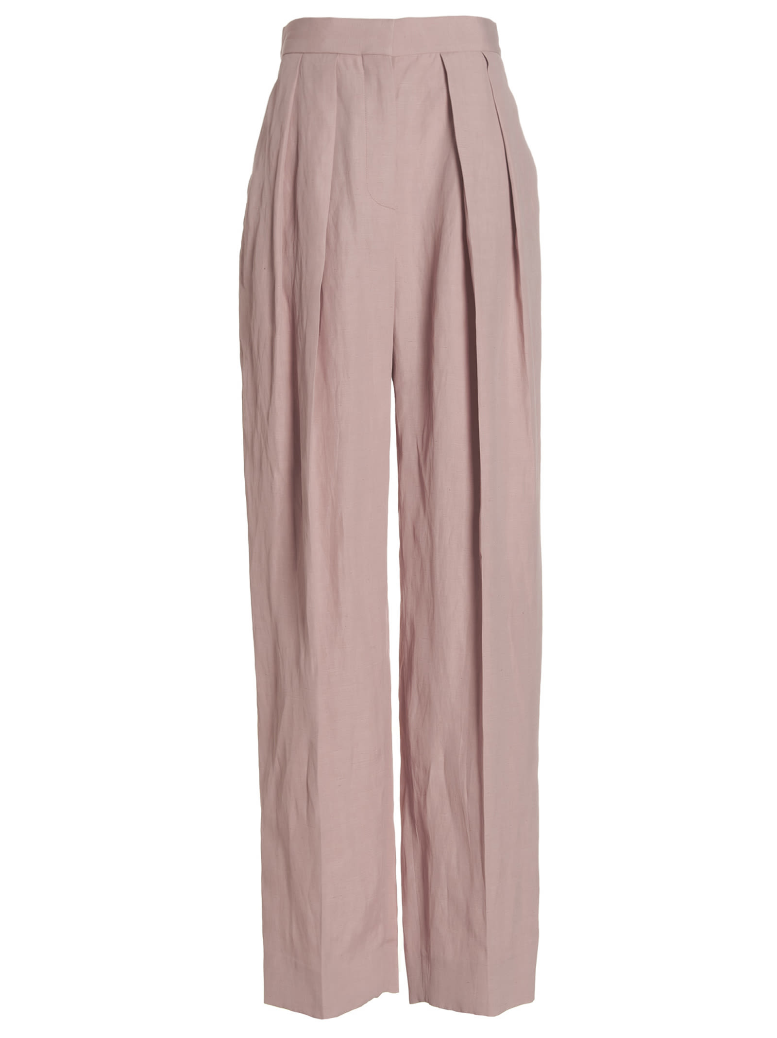 Shop Stella Mccartney Pants With Front Pleats Viscose In Pink