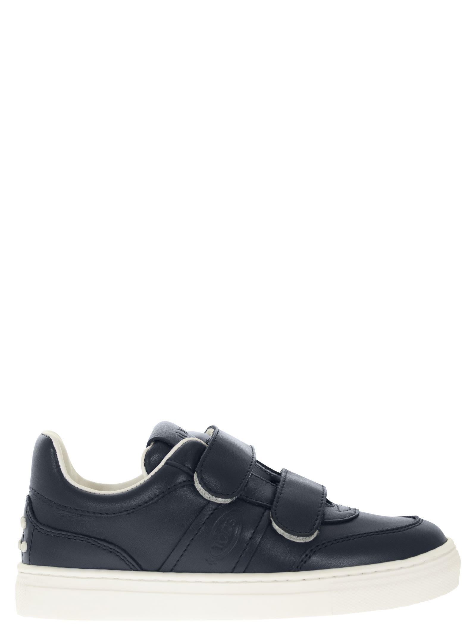 Tod's Kids' Trainers With Strap Closure In Dark Blue