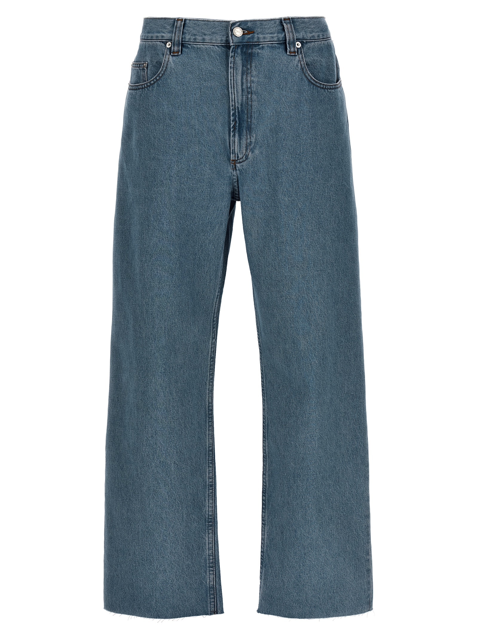 Shop Apc Relaxed Raw Edge Jeans In Light Blue