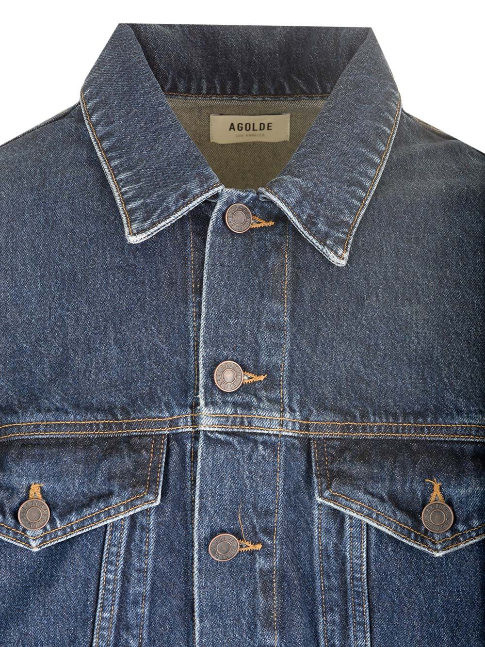 Shop Agolde Stefano Denim Jacket In Blue