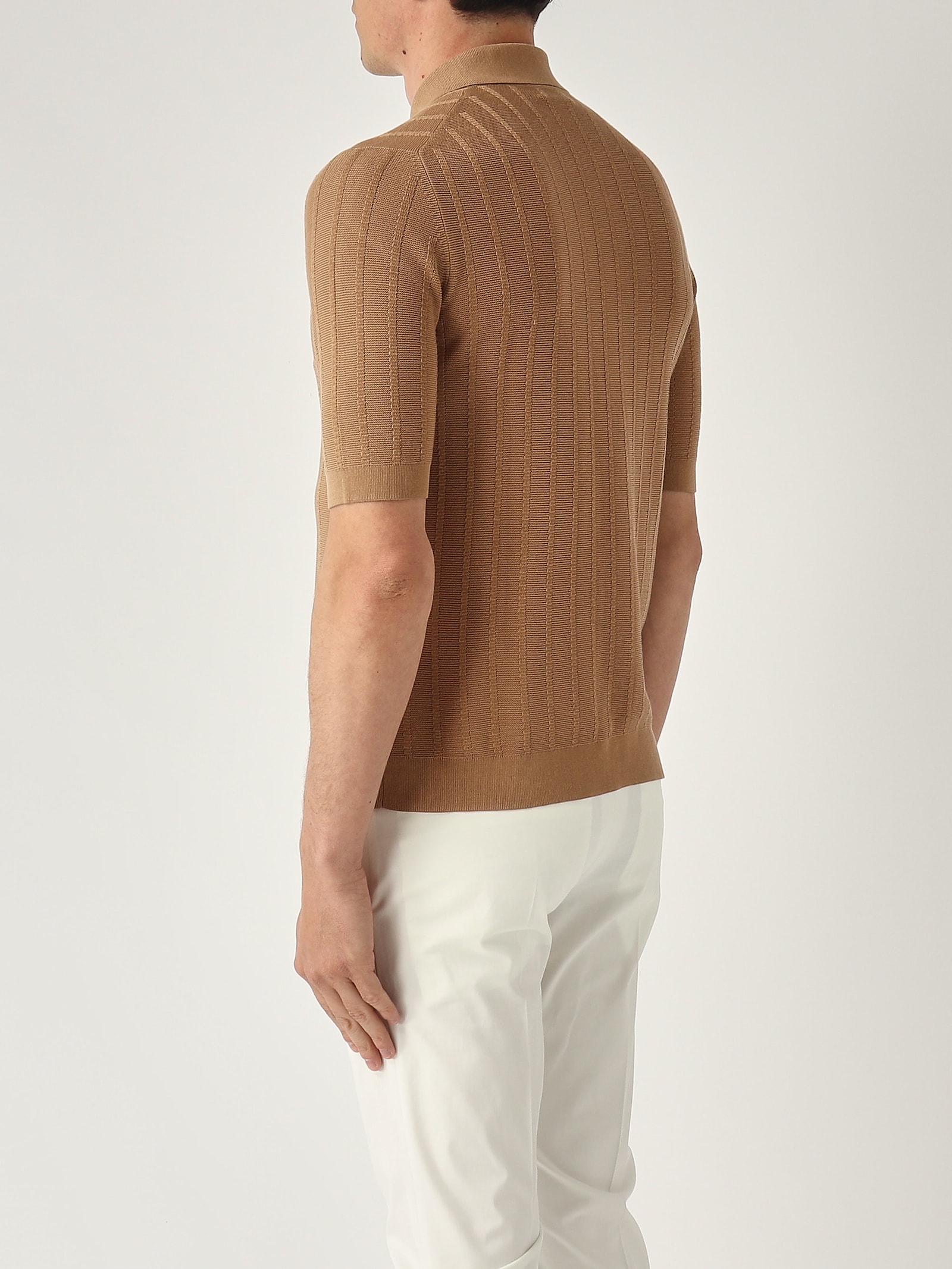 Ballantyne Camicia M/c Punto Riso A Coste Ribs Shirt In Brown