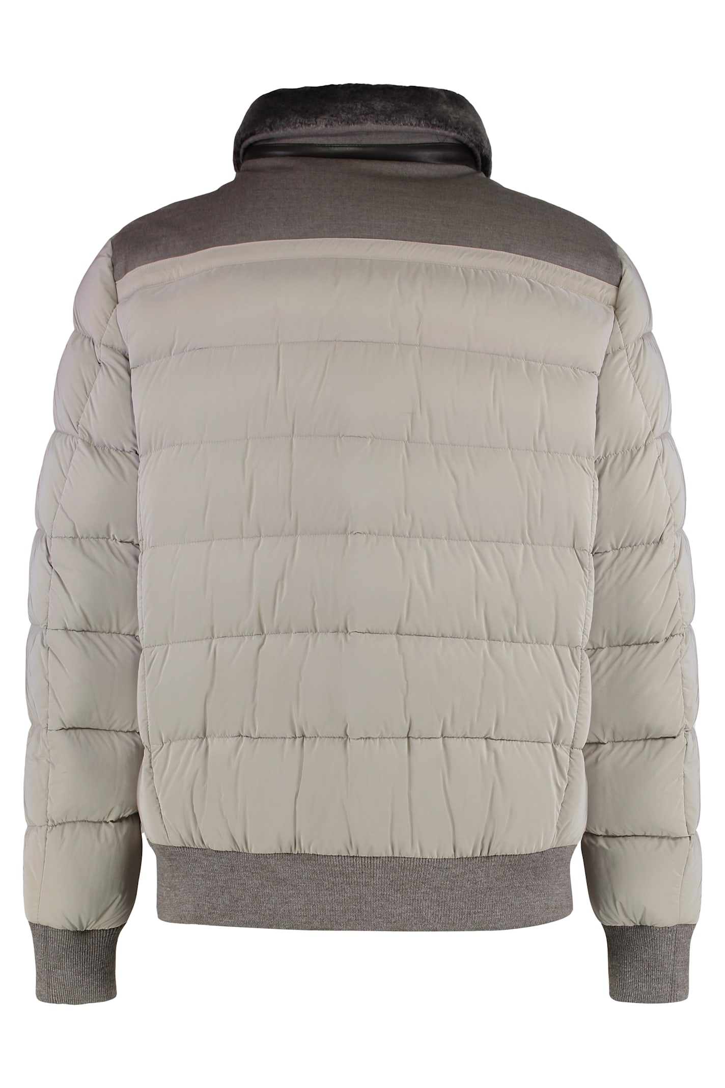 Moorer Zip And Snap Button Fastening Down Jacket In Gray