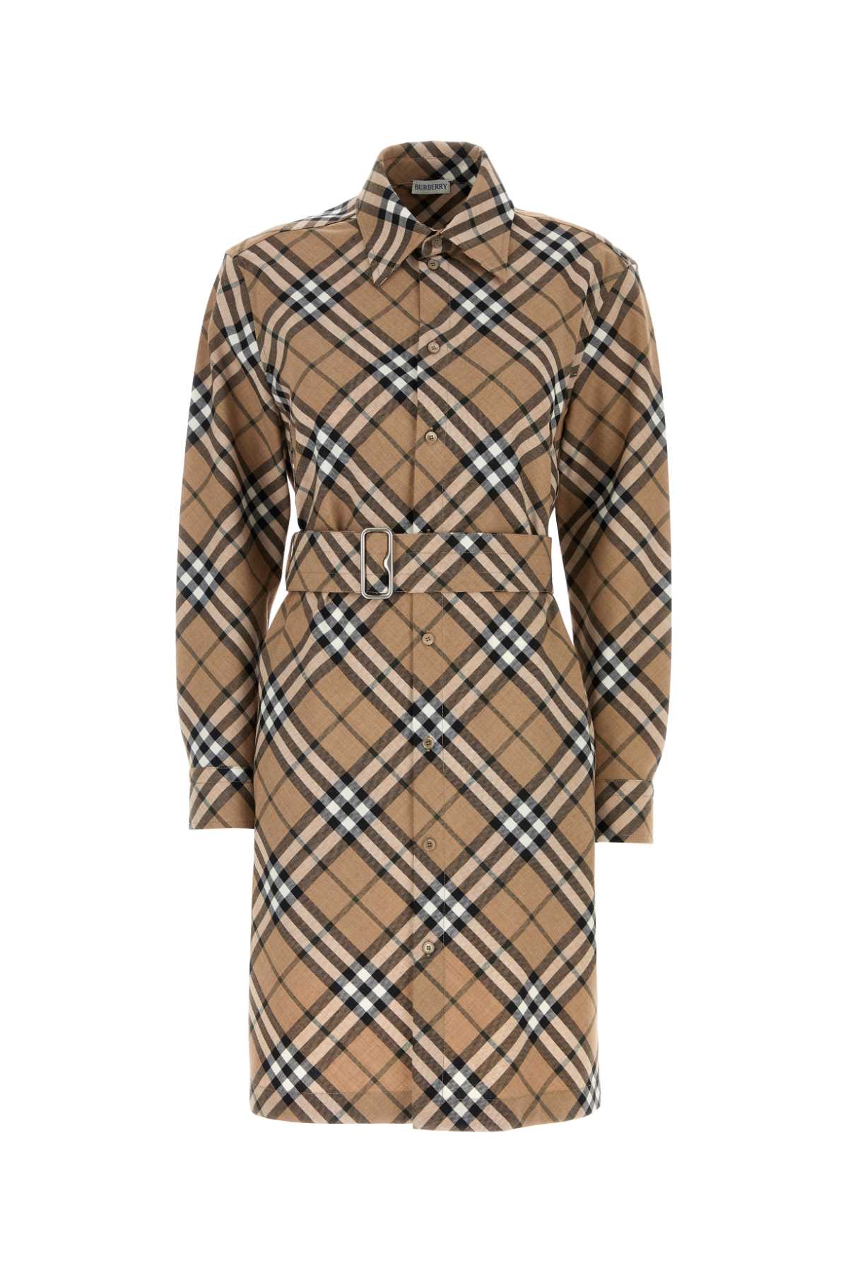 Shop Burberry Embroidered Jersey Shirt Dress In Lindenipcheck