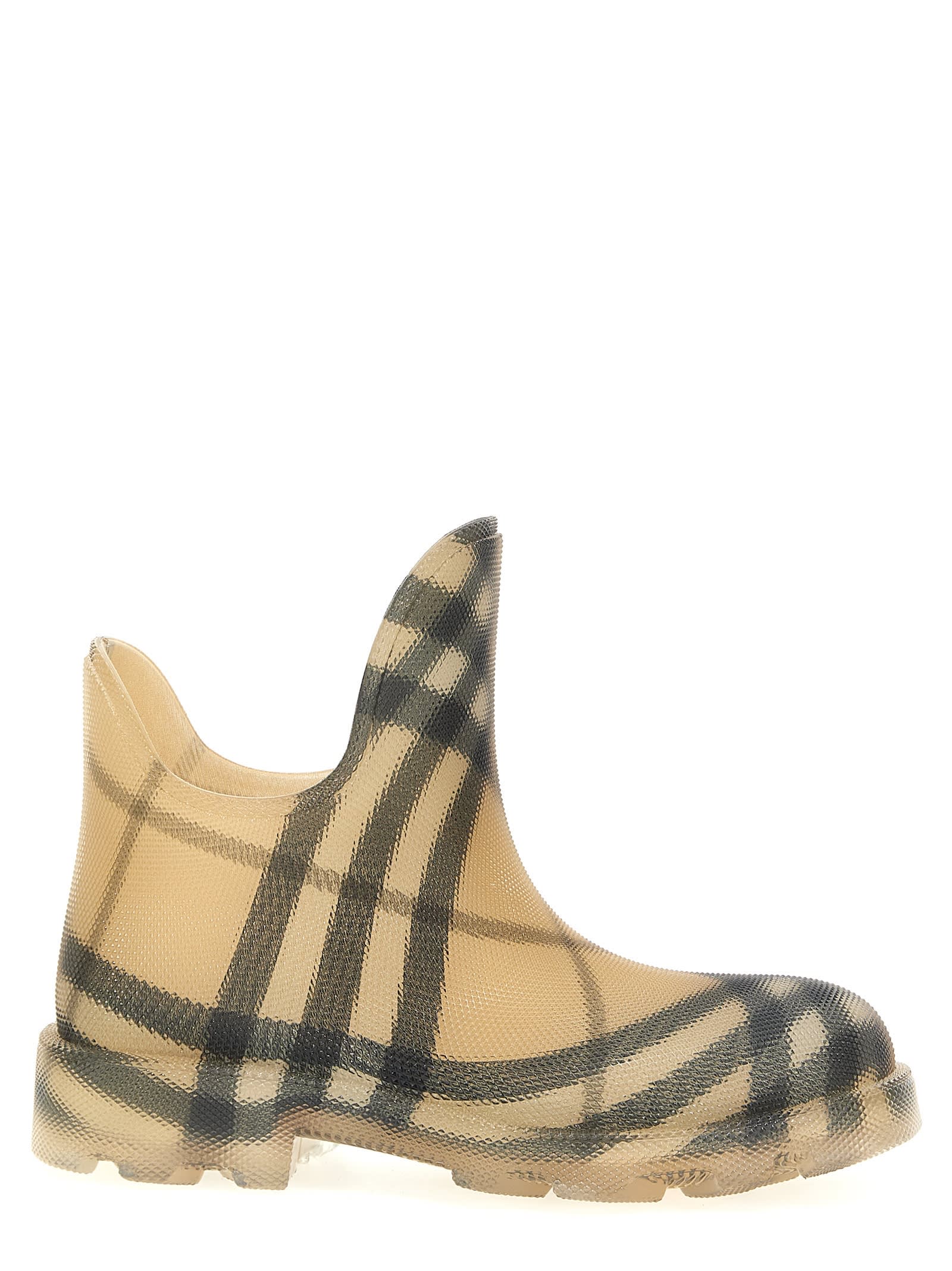 Shop Burberry Check Ankle Boots In Beige