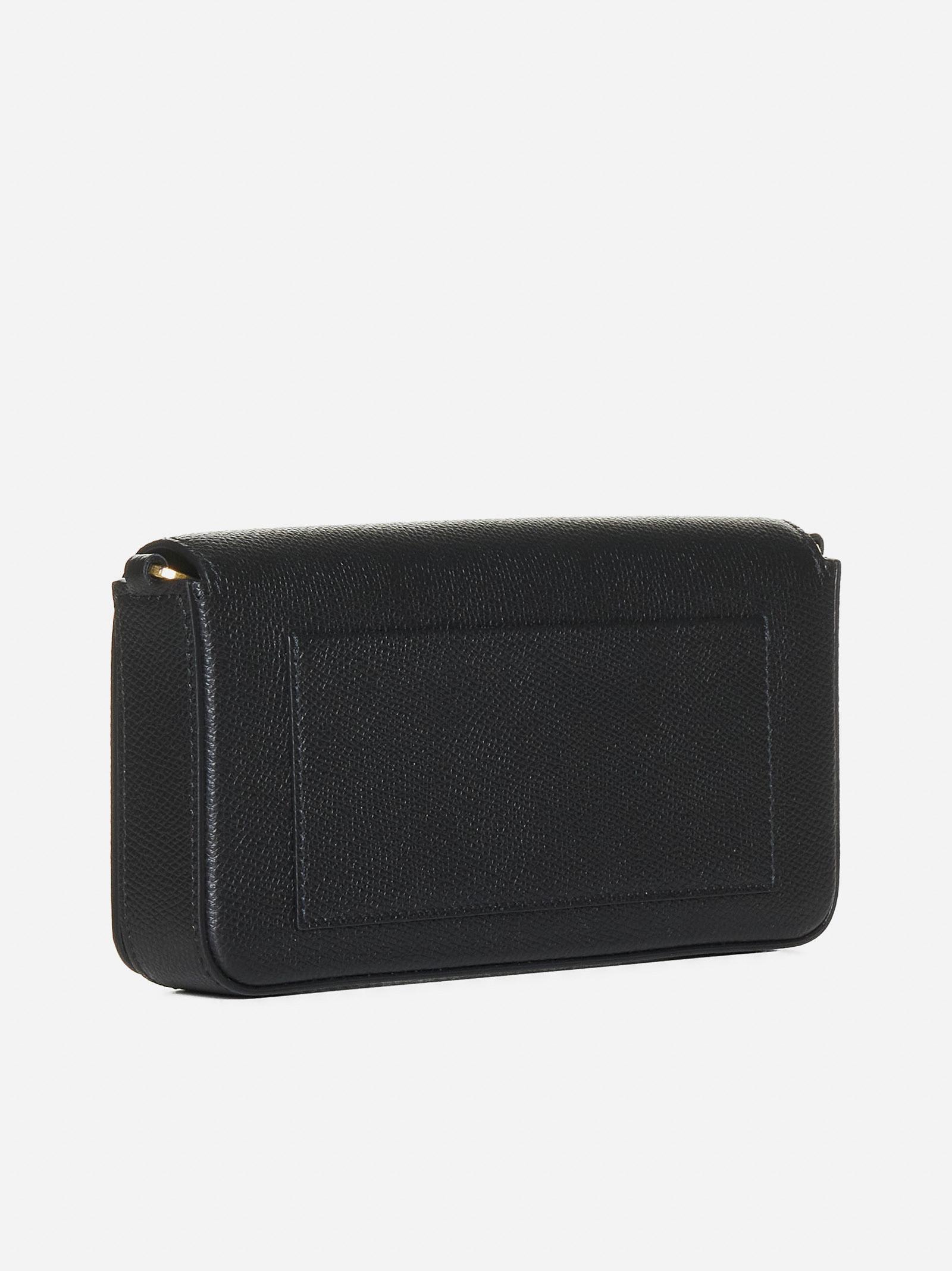 Shop Valentino Vlogo Pouch Leather Bag In Black