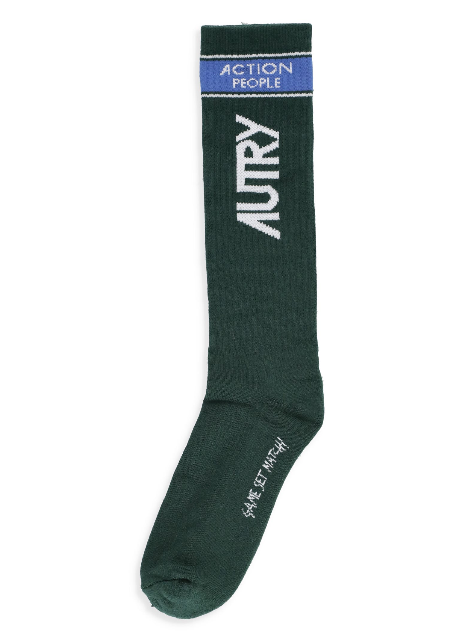 Shop Autry Logoed Socks Socks In Grn/wh