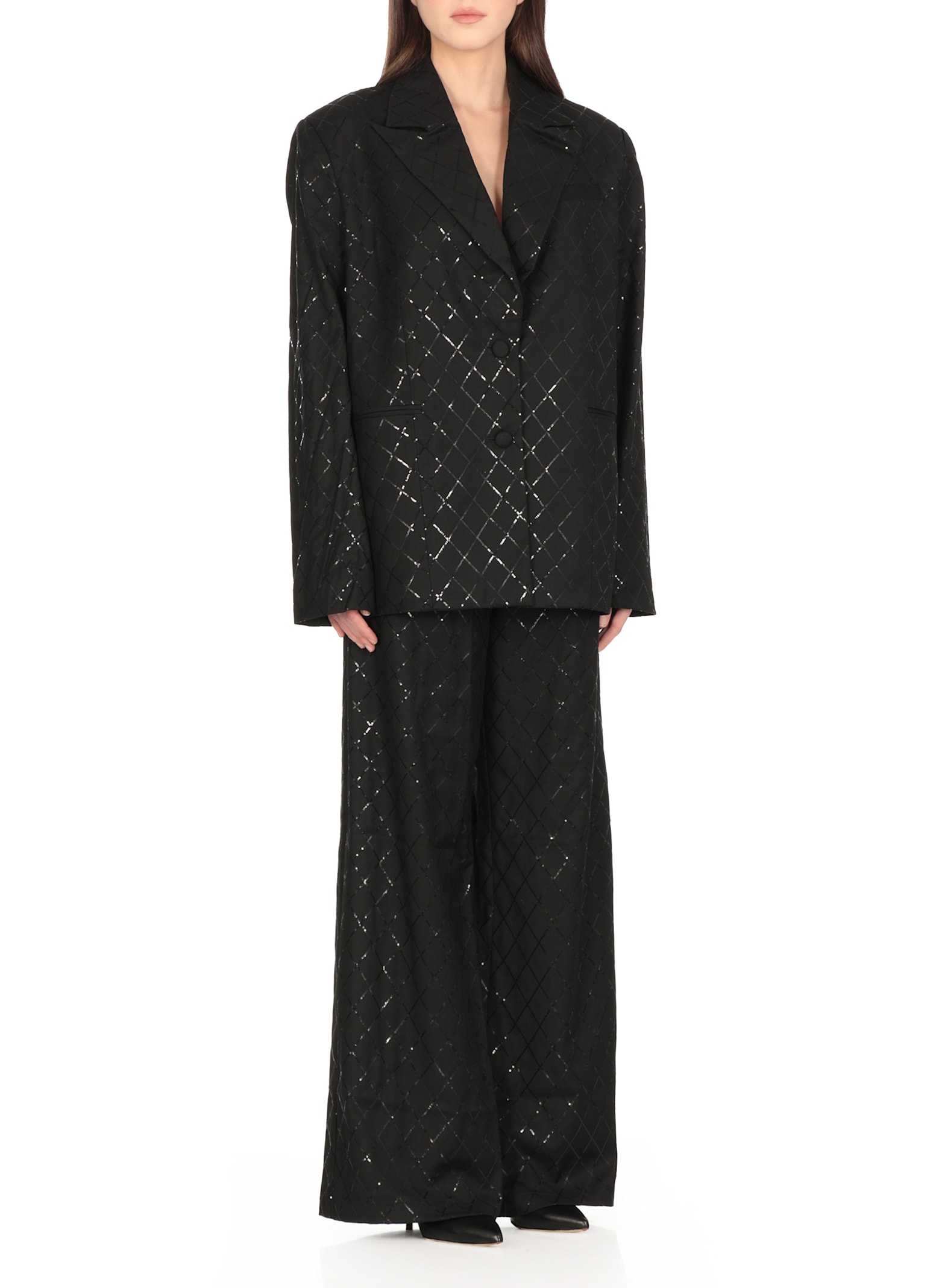 Rotate Birger Christensen Rotate Oversized Sequin-studded Blazer In Black