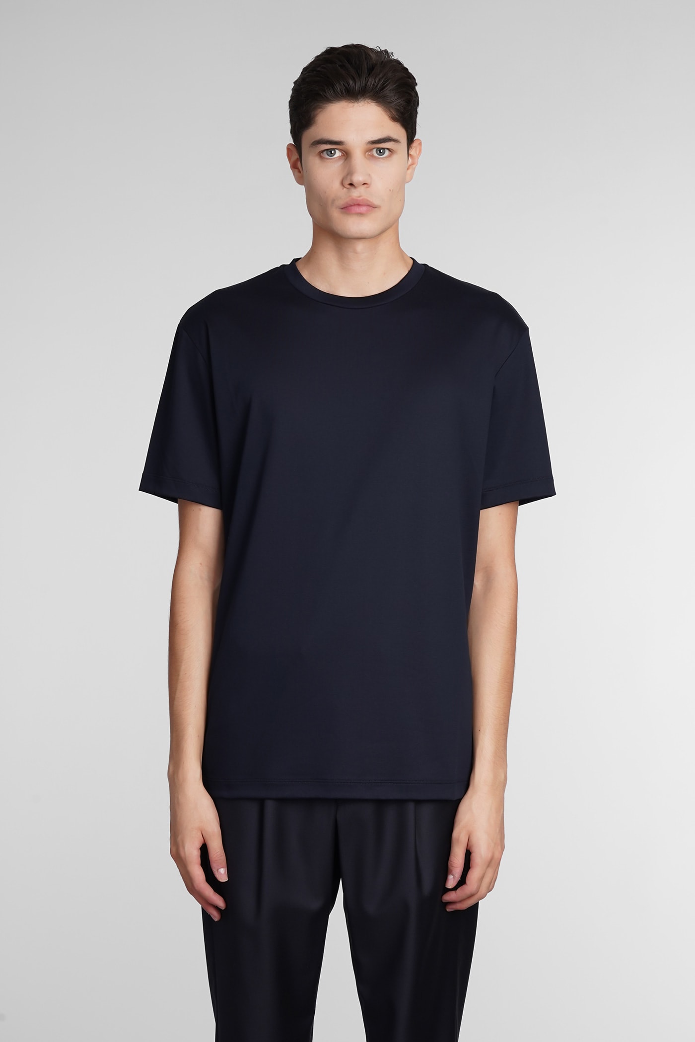 Shop Giorgio Armani T-shirt In Blue Cotton