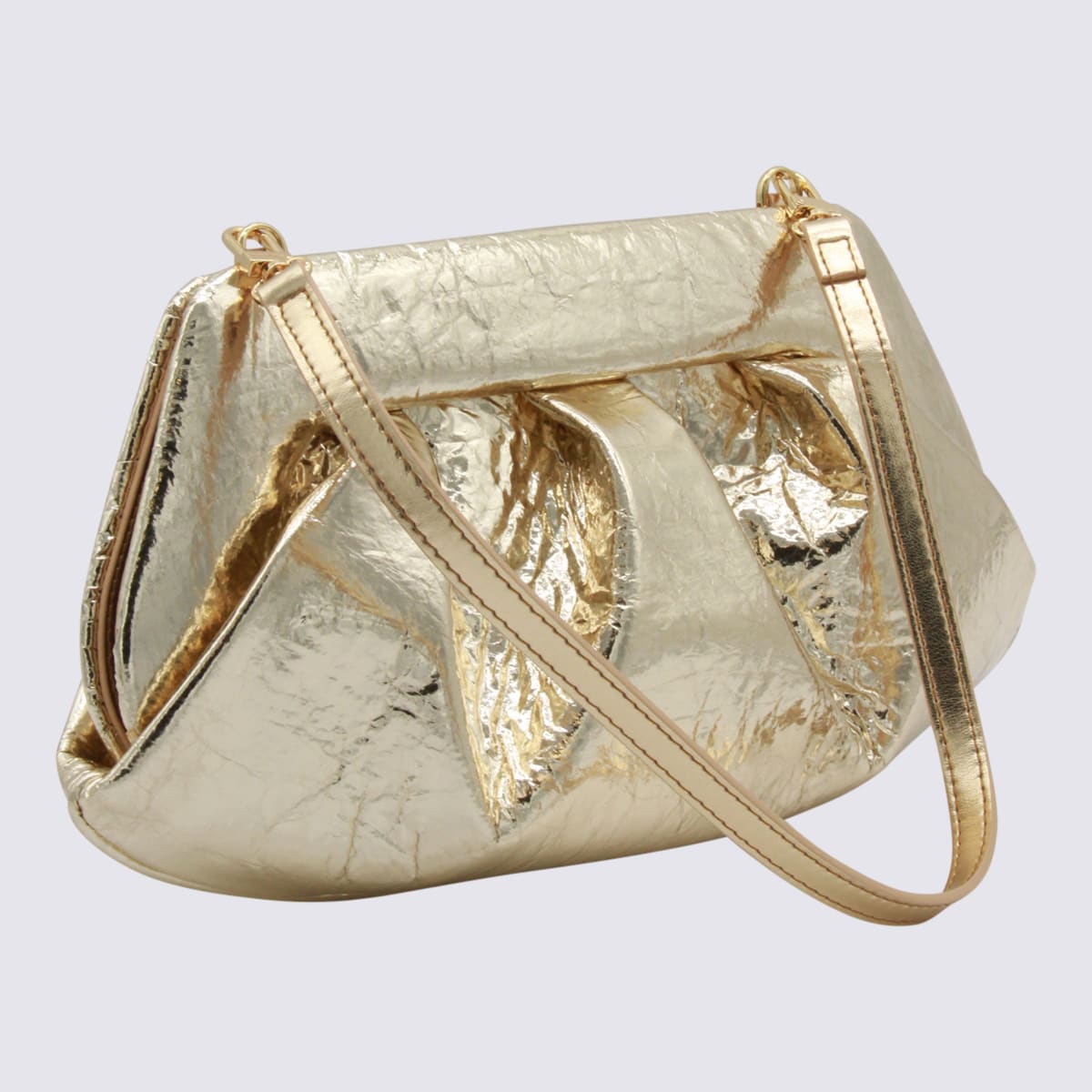 Themoirè Emera Gold Handbag With Crinkled Texture In Metallic