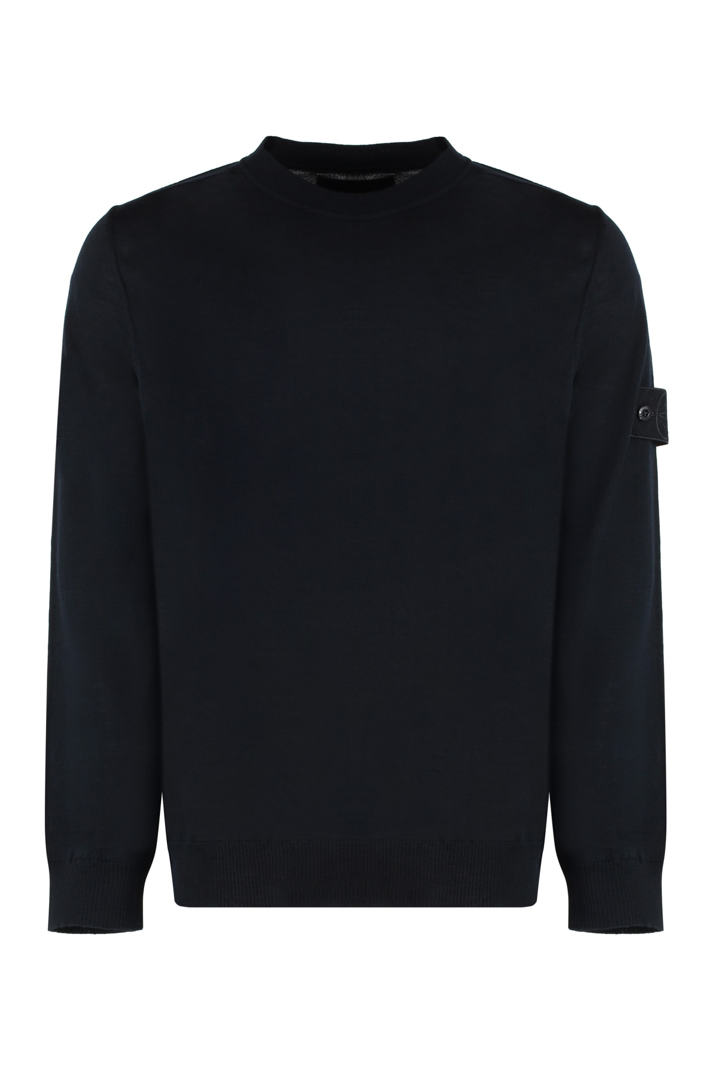 Shop Stone Island Ghost - Virgin Wool Crew-neck Sweater In Blue