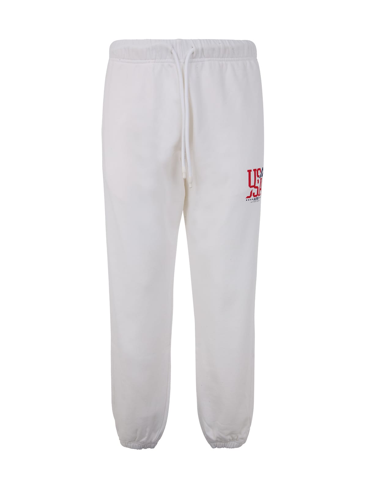 Autry Drawstring Waist Lightweight Cotton Icon Joggers In Action White