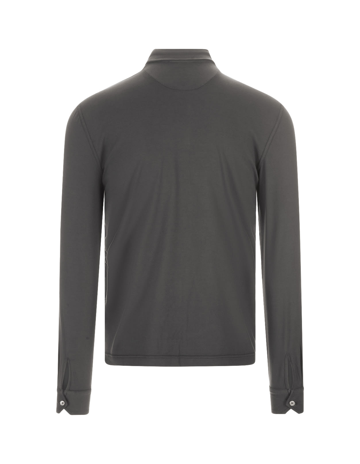 Shop Fedeli Dark Grey Long Sleeve Polo Shirt