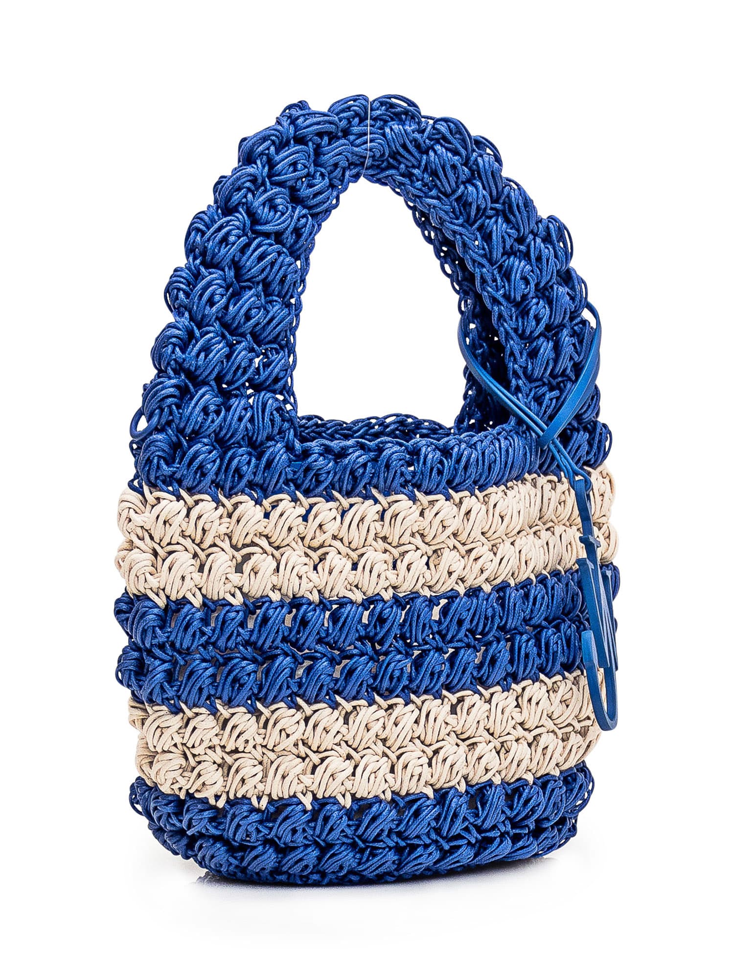 Shop Jw Anderson Popcorn Basket Bag In Blue/off White