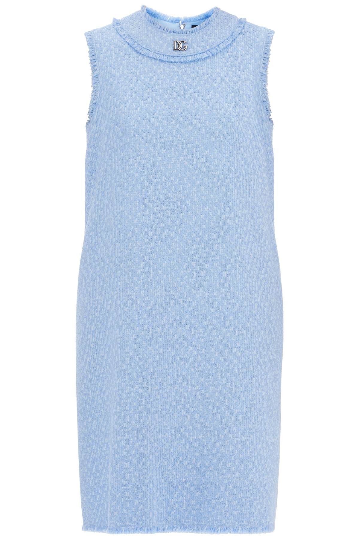 Shop Dolce & Gabbana S Tweed Mini Dress In Glicine Viola Chiari (light Blue)