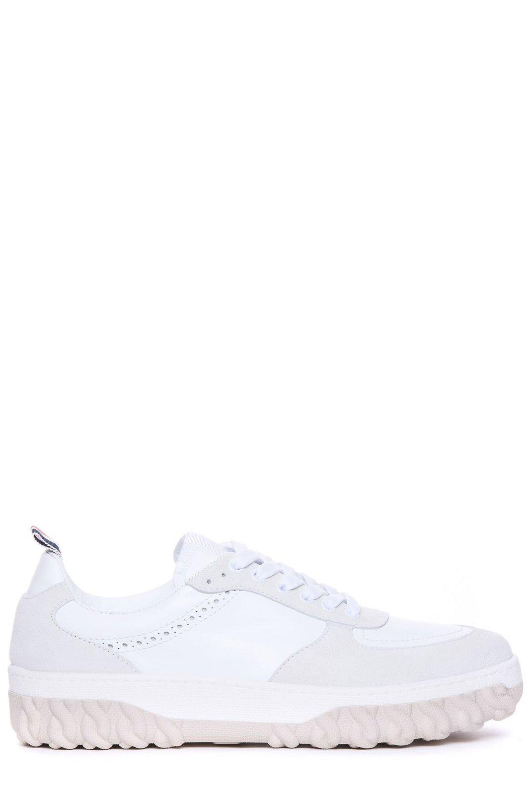 Thom Browne Letterman Panelled Low-top Sneakers In White