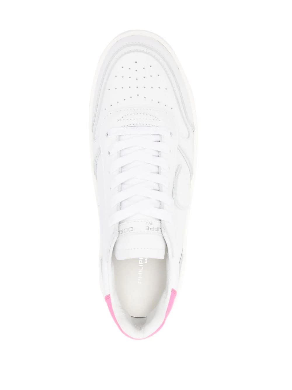 Shop Philippe Model Nice Low Sneakers - White And Fuchsia