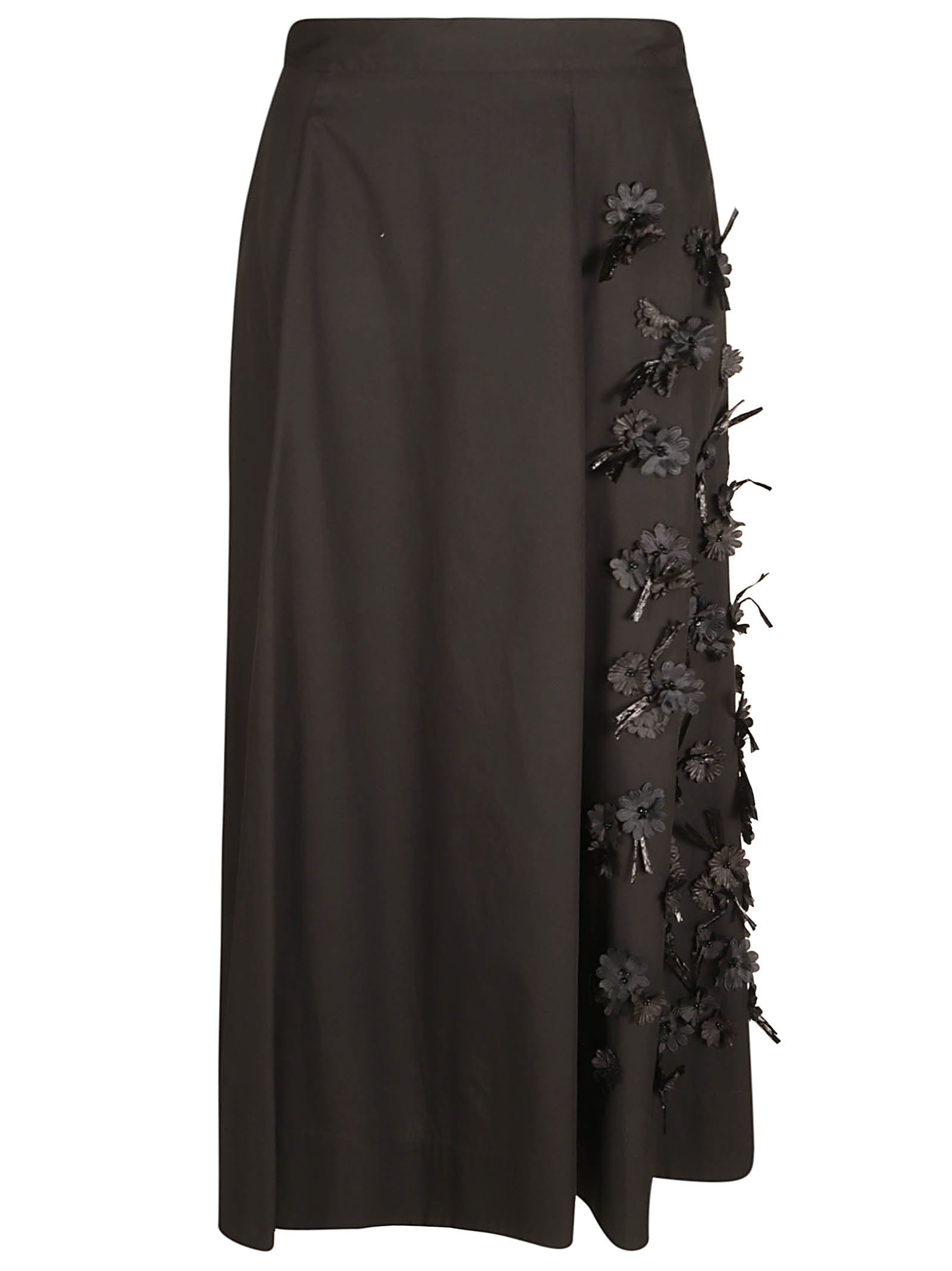 Lorena Antoniazzi Floral Long Skirt In Black