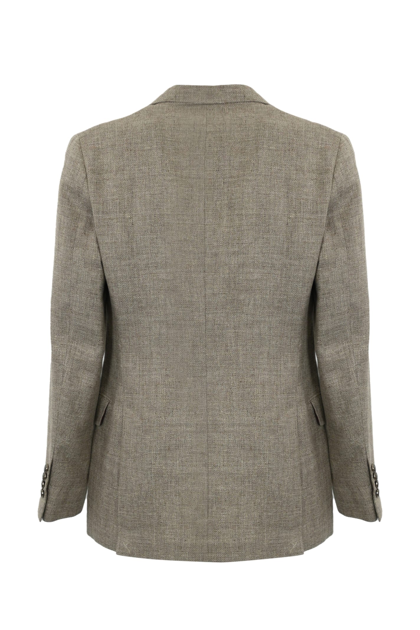 Brunello Cucinelli Double-breasted Jacket In Linen, Wool And Silk In Brown