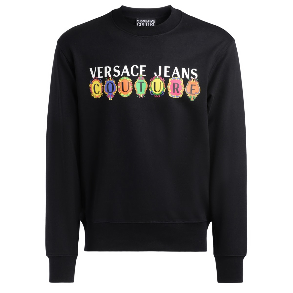 Black Versace Jeans Couture Sweatshirt With Multicoloured Logo