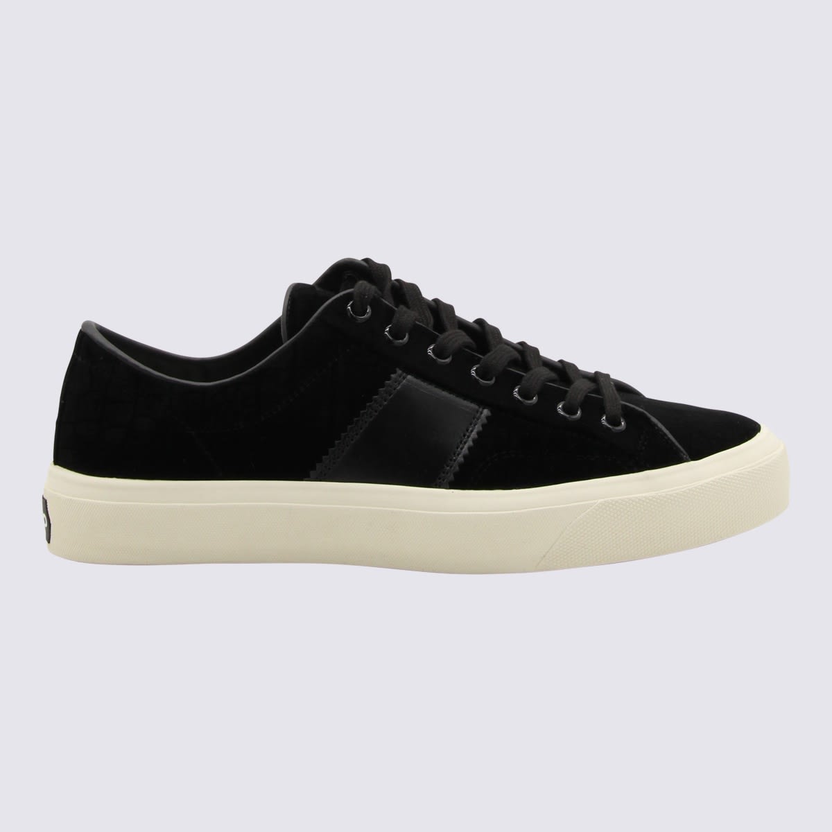 Shop Tom Ford Black Suede And Leather Cambridge Sneakers In Black + Cream