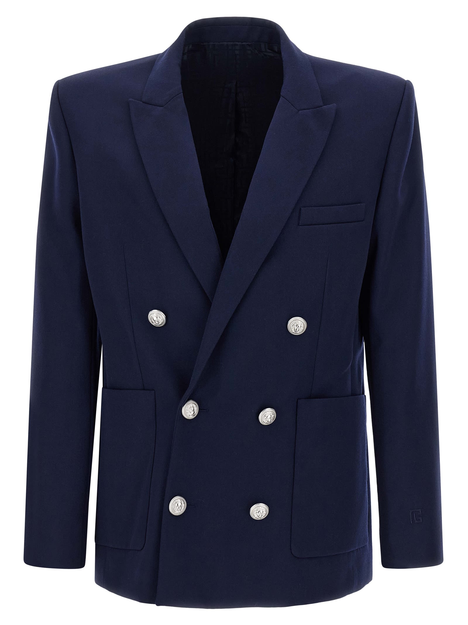 Balmain Blazer Double-breasted Silver Buttons In Blue