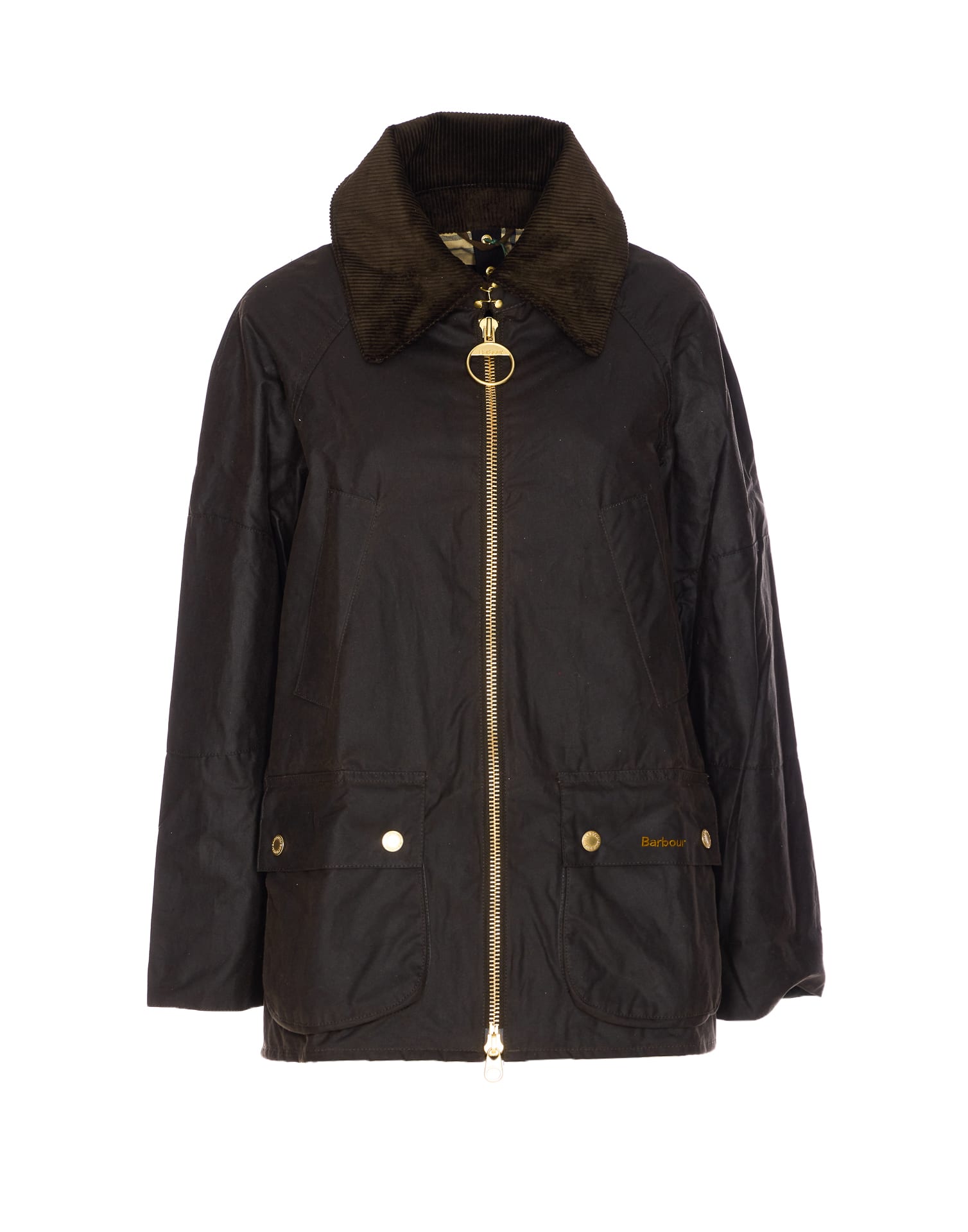 Barbour Green Allerstone Jacket Frontal Zip Closure In Green