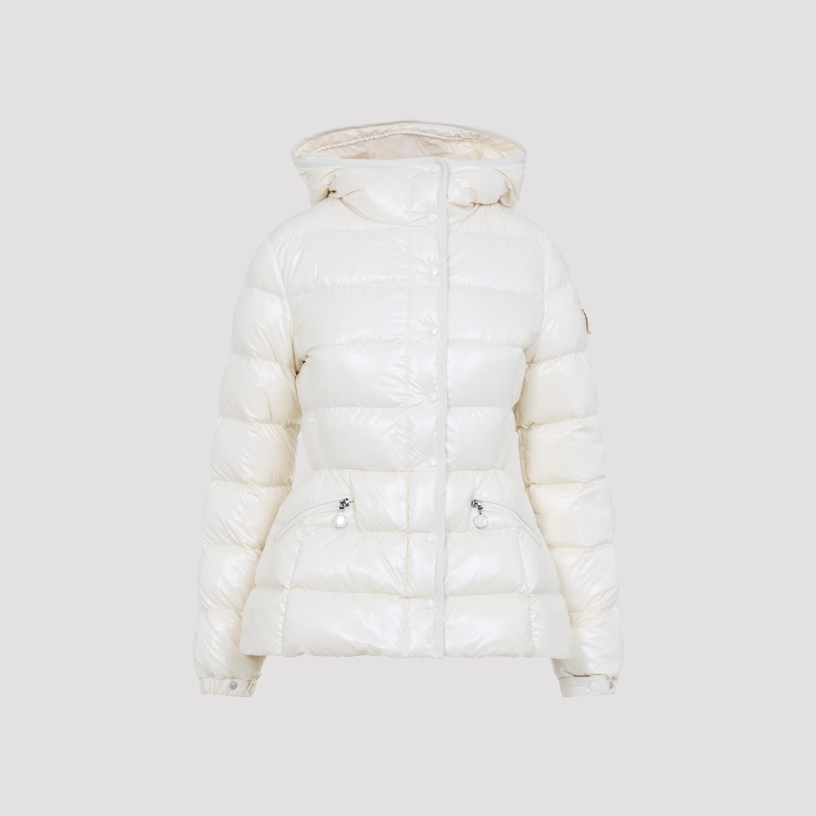 Moncler Short Quilted Down Jacket With Adjustable Hood In White