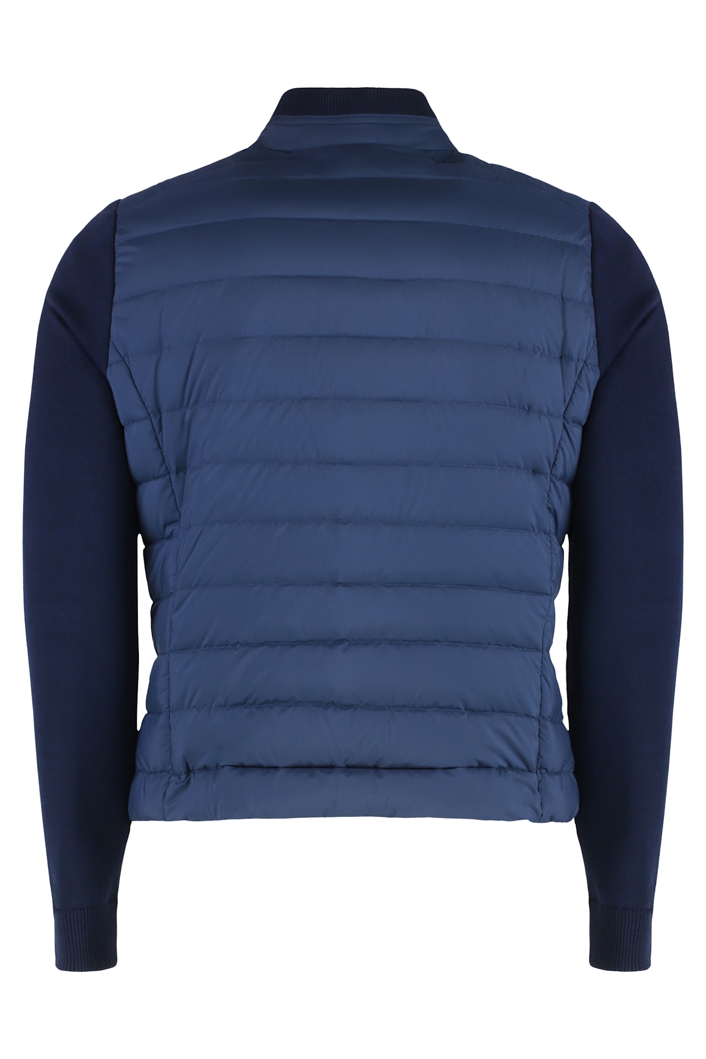 Moorer Knitted-sleeve Bomber Jacket In Blue