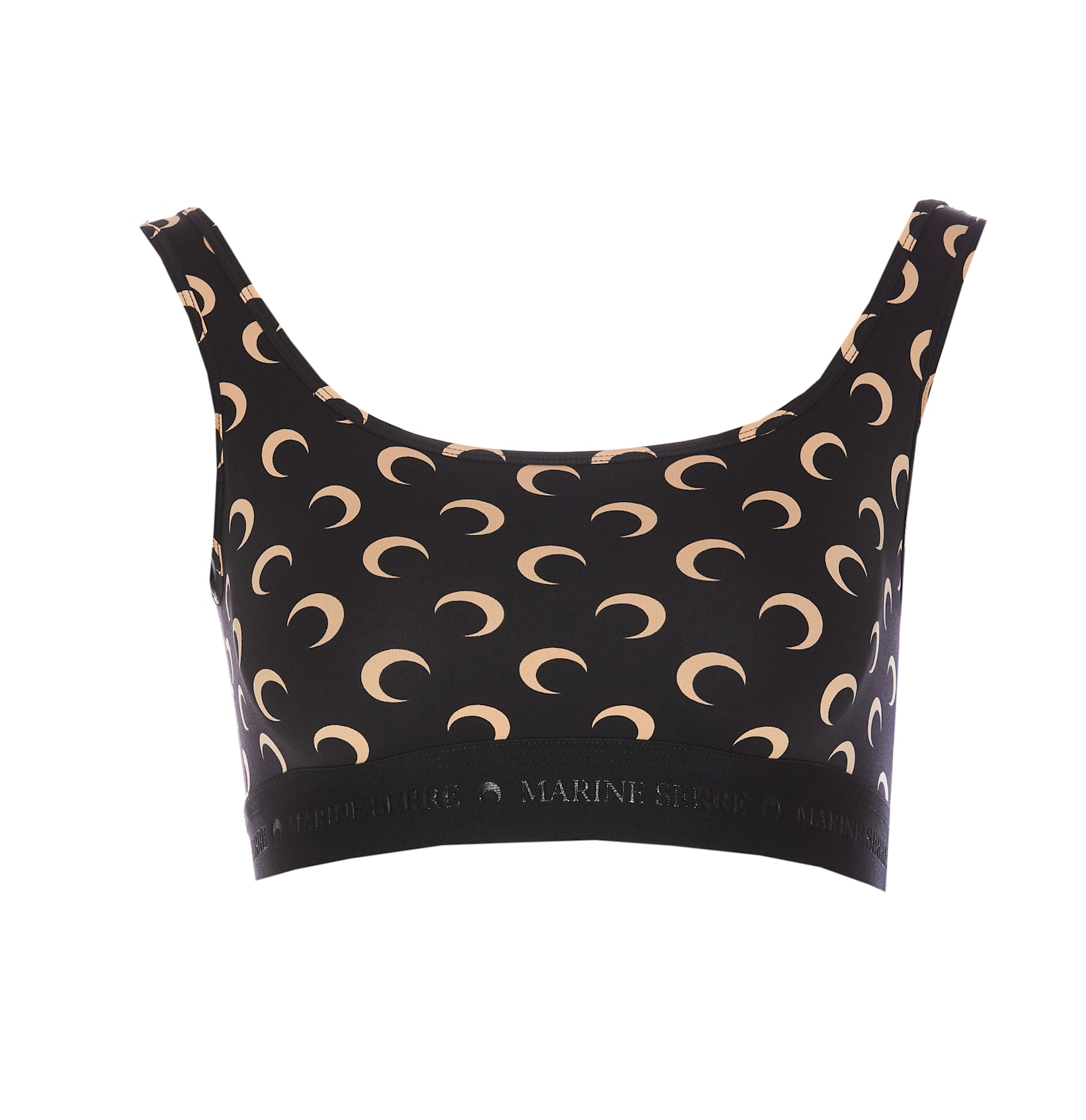 Shop Marine Serre Moon Logo Printed Top In Black