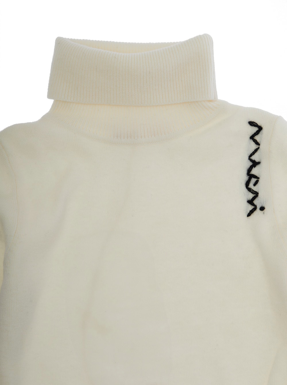 Marni Maglione Dolcevita In Misto Lana A Coste In White