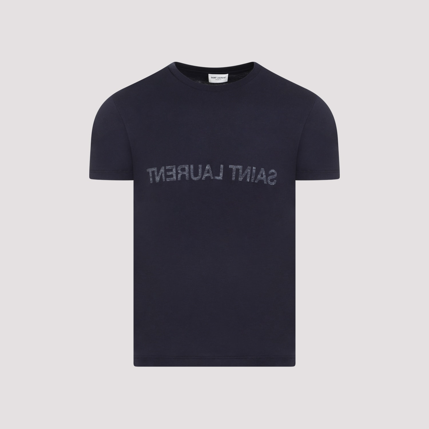 Shop Saint Laurent Reverse Logo T-shirt In Marine Naturel