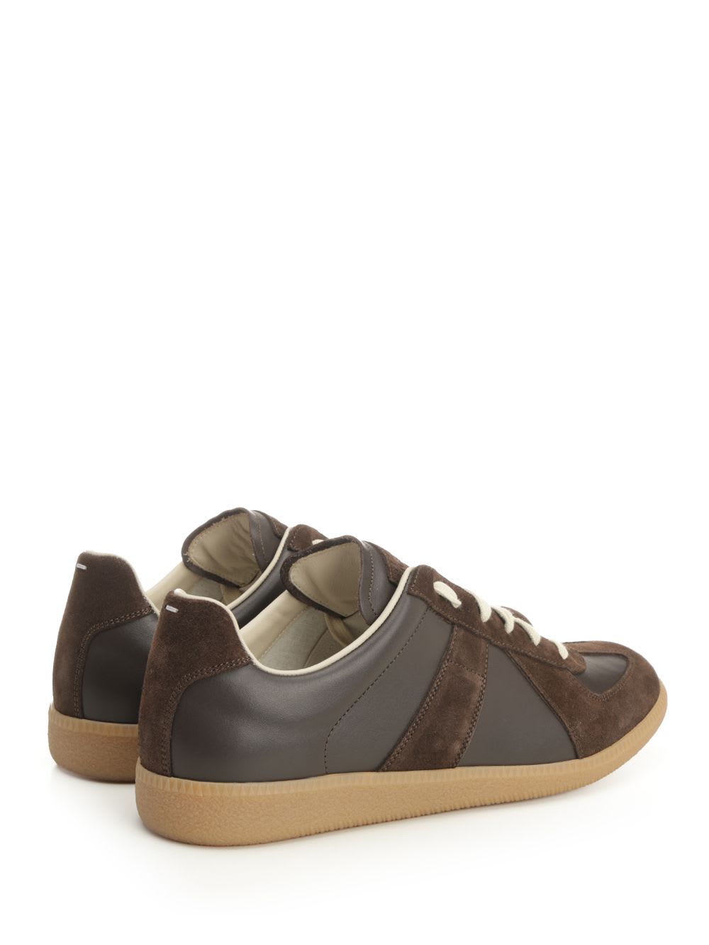 Maison Margiela Low-top Sneakers Featuring Suede Panels In Brown