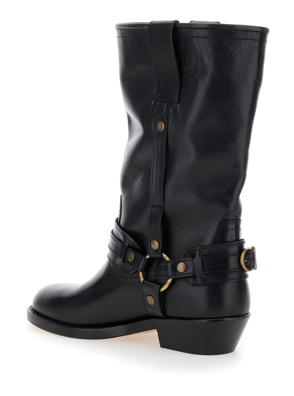 Isabel Marant Knee-high Leather Boots With Buckle Detail In Black