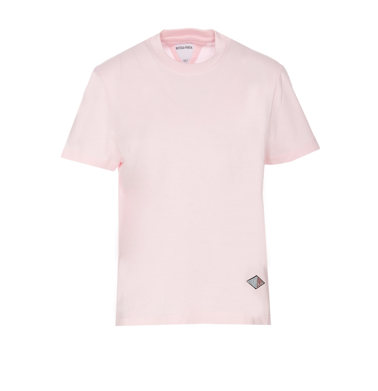 Shop Bottega Veneta Cotton Jersey T-shirt With Label In Pink