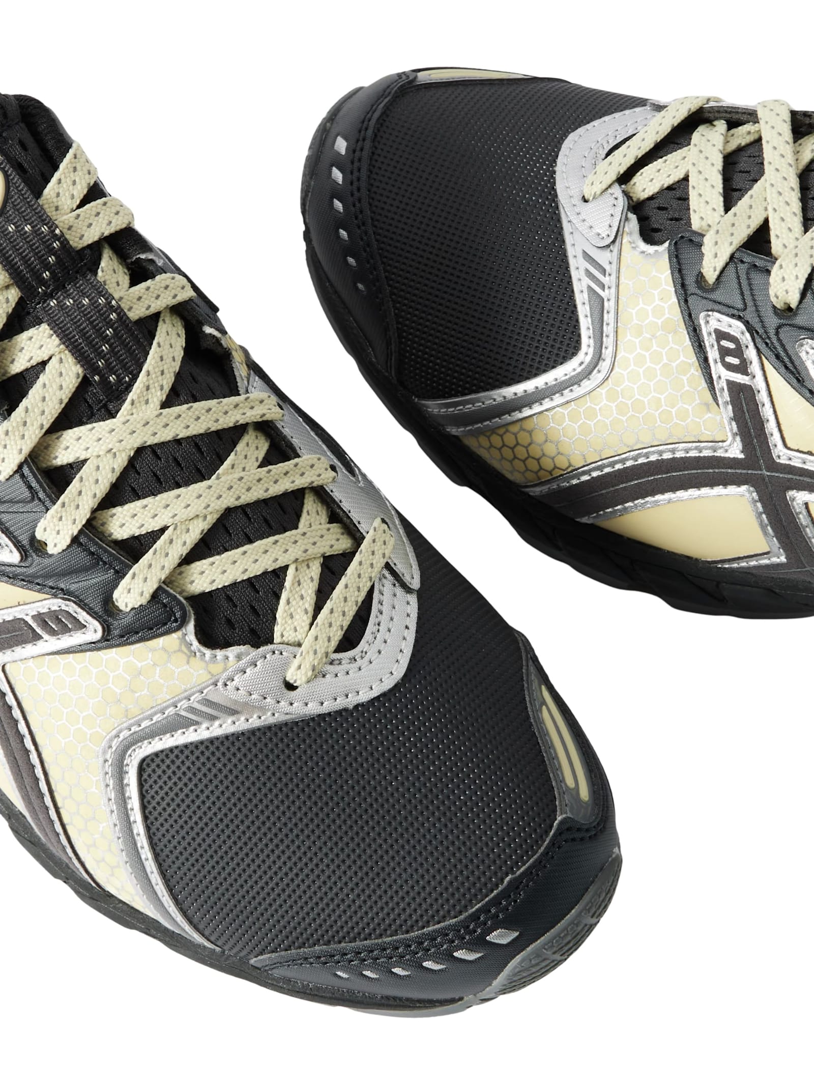 Asics Rounded Toe Sneakers With Grooved Sole And Sleek Finish In Gray