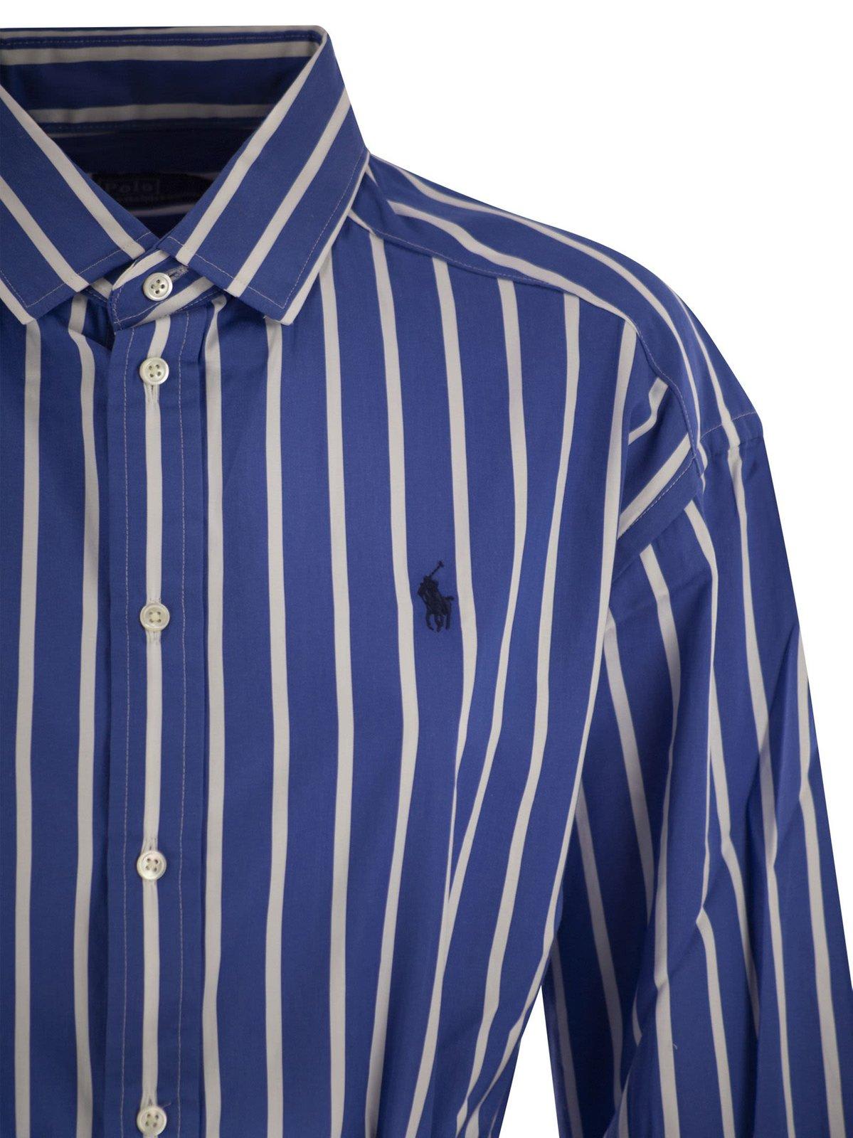 Shop Polo Ralph Lauren Striped Tie-waisted Shirt Dress
