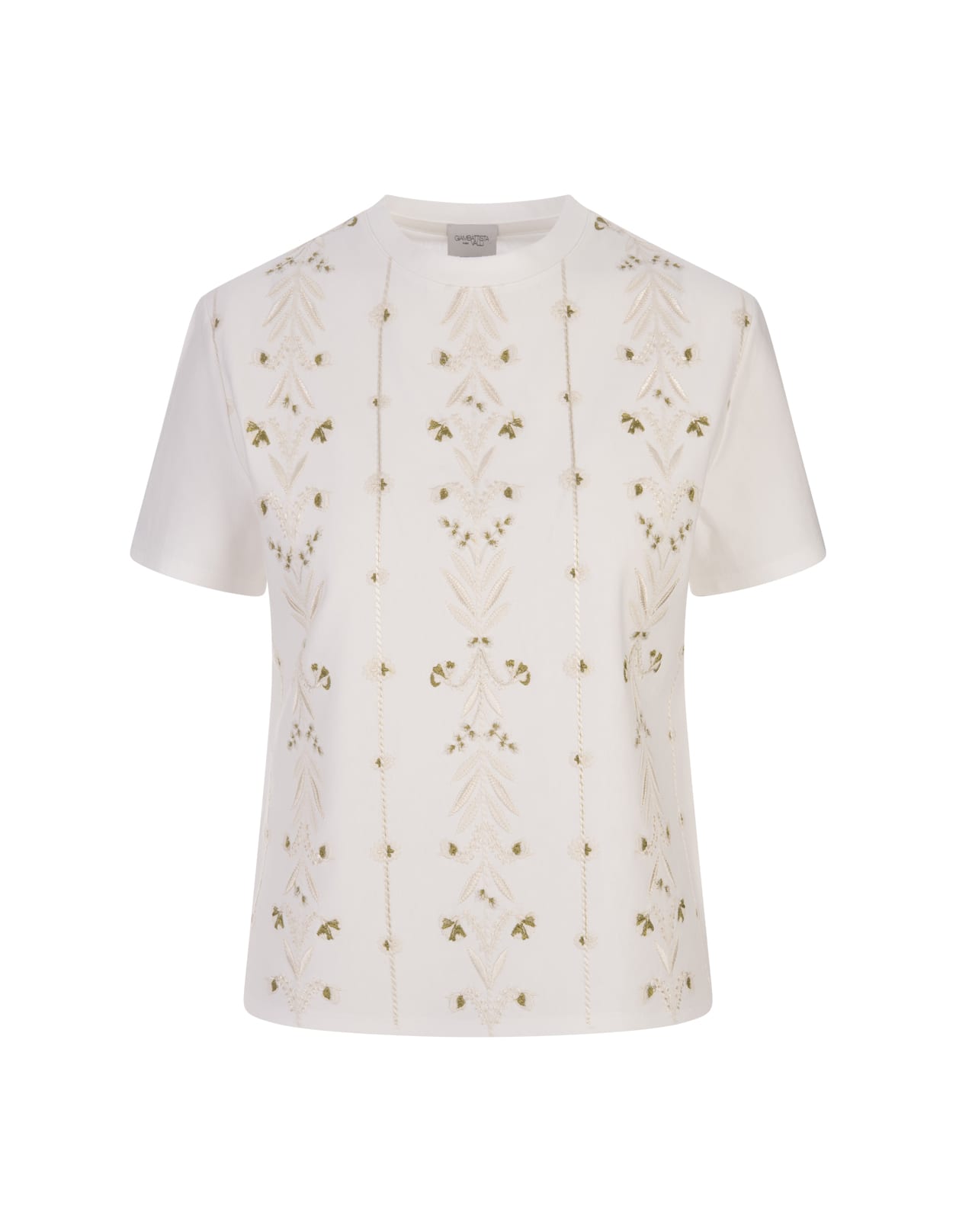 Giambattista Valli Embroidered Ivory T-shirt In White
