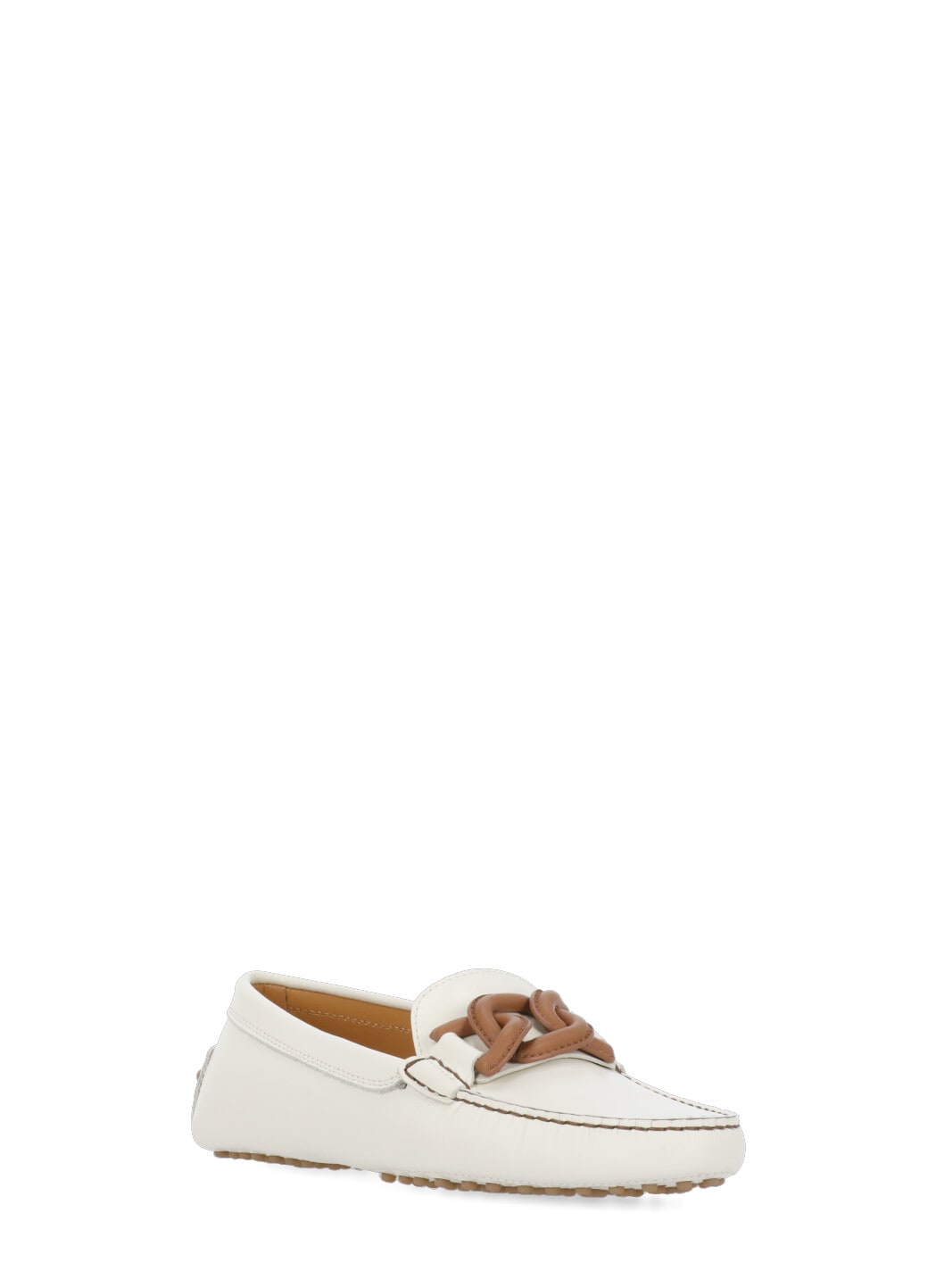 Shop Tod's Leather Loafers In Ivory