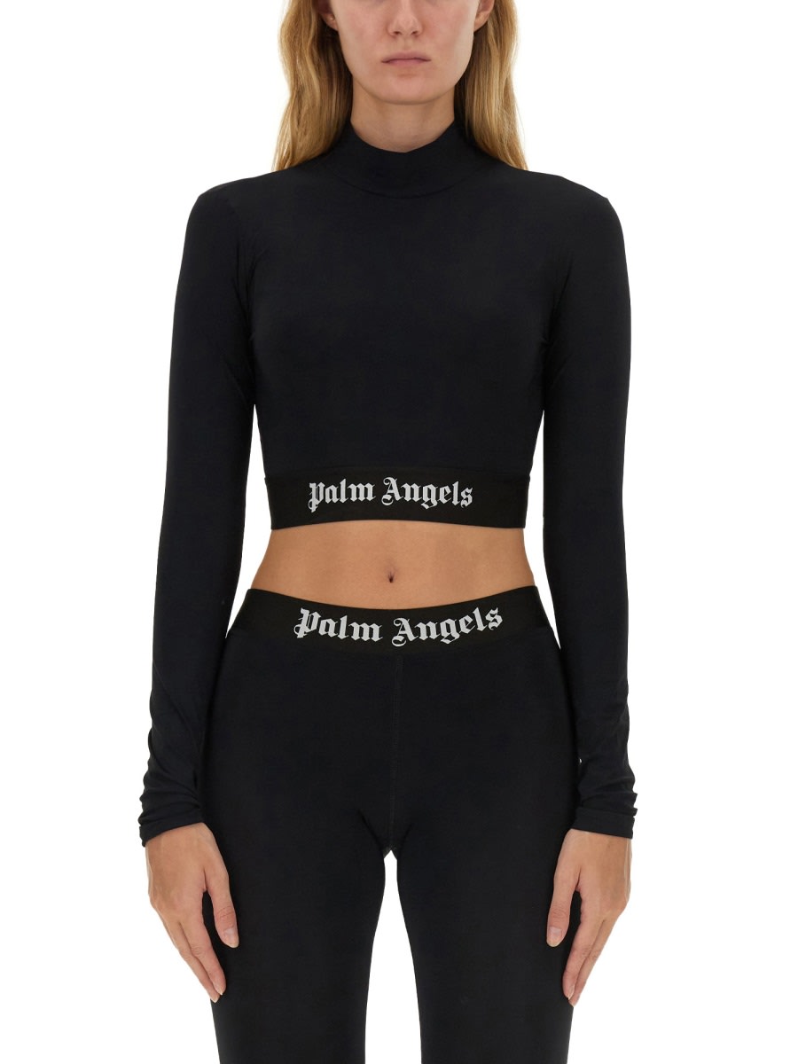 Shop Palm Angels Tops With Logo In Black