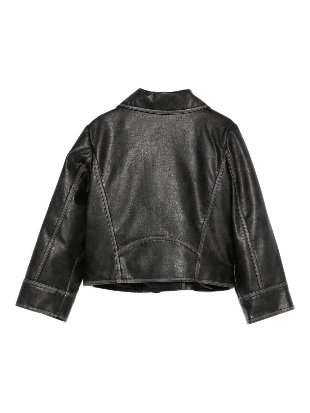 Twinset Kids Asymmetric Zip-fastening Biker Jacket In Black