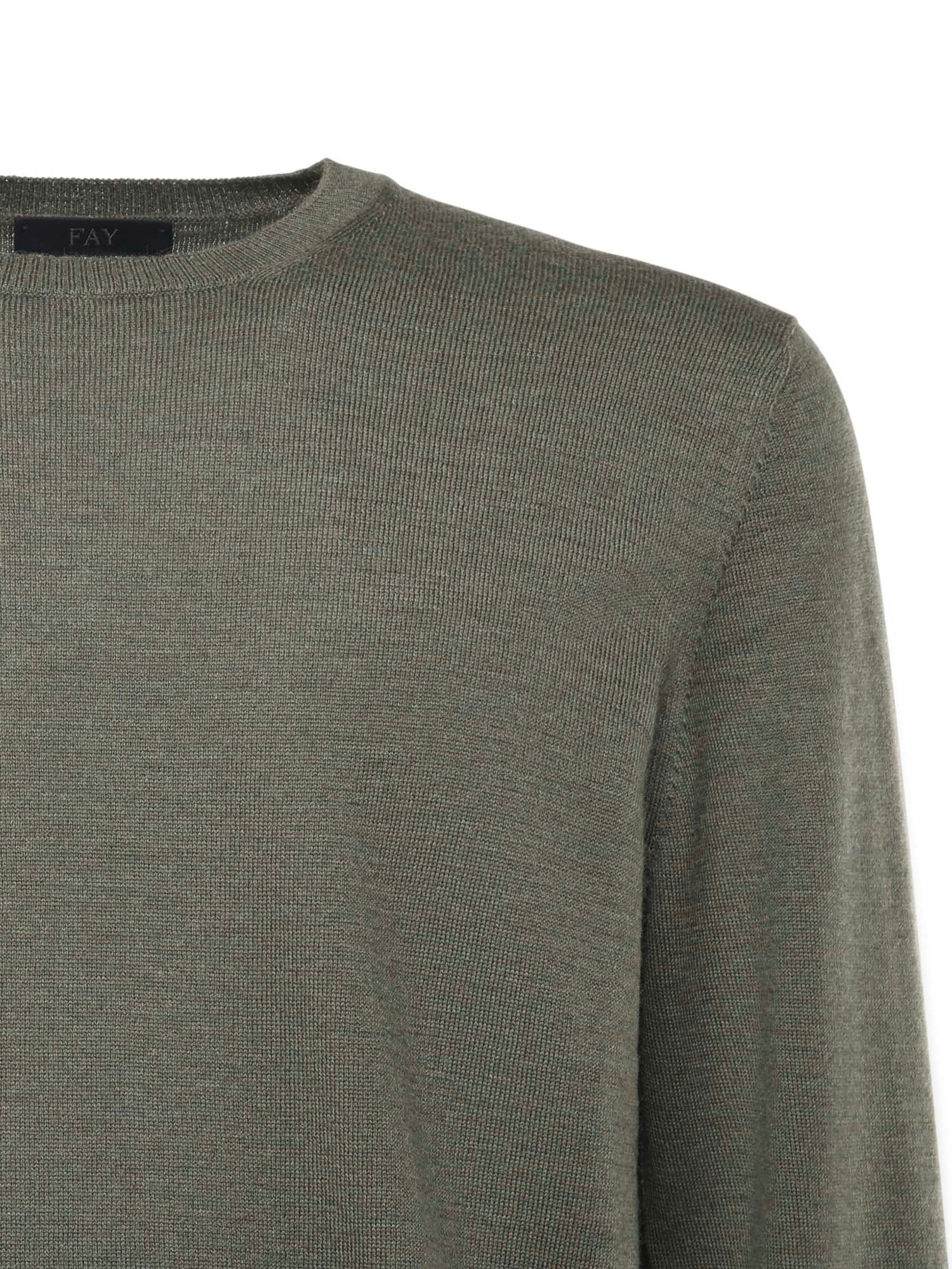 Fay Wool Crewneck Sweater In Green