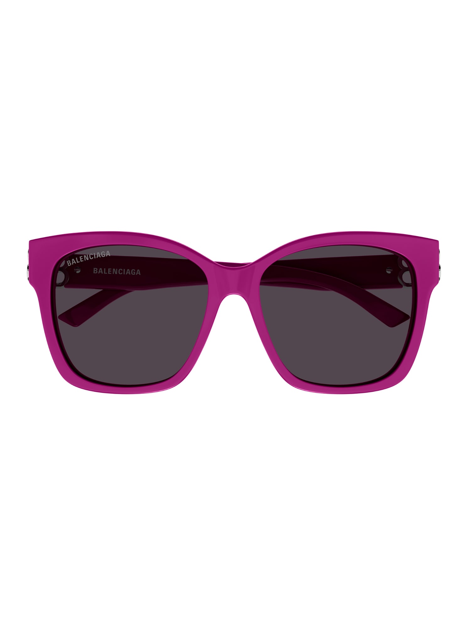 Shop Balenciaga Bb0102sa Sunglasses In Fuchsia Silver Grey