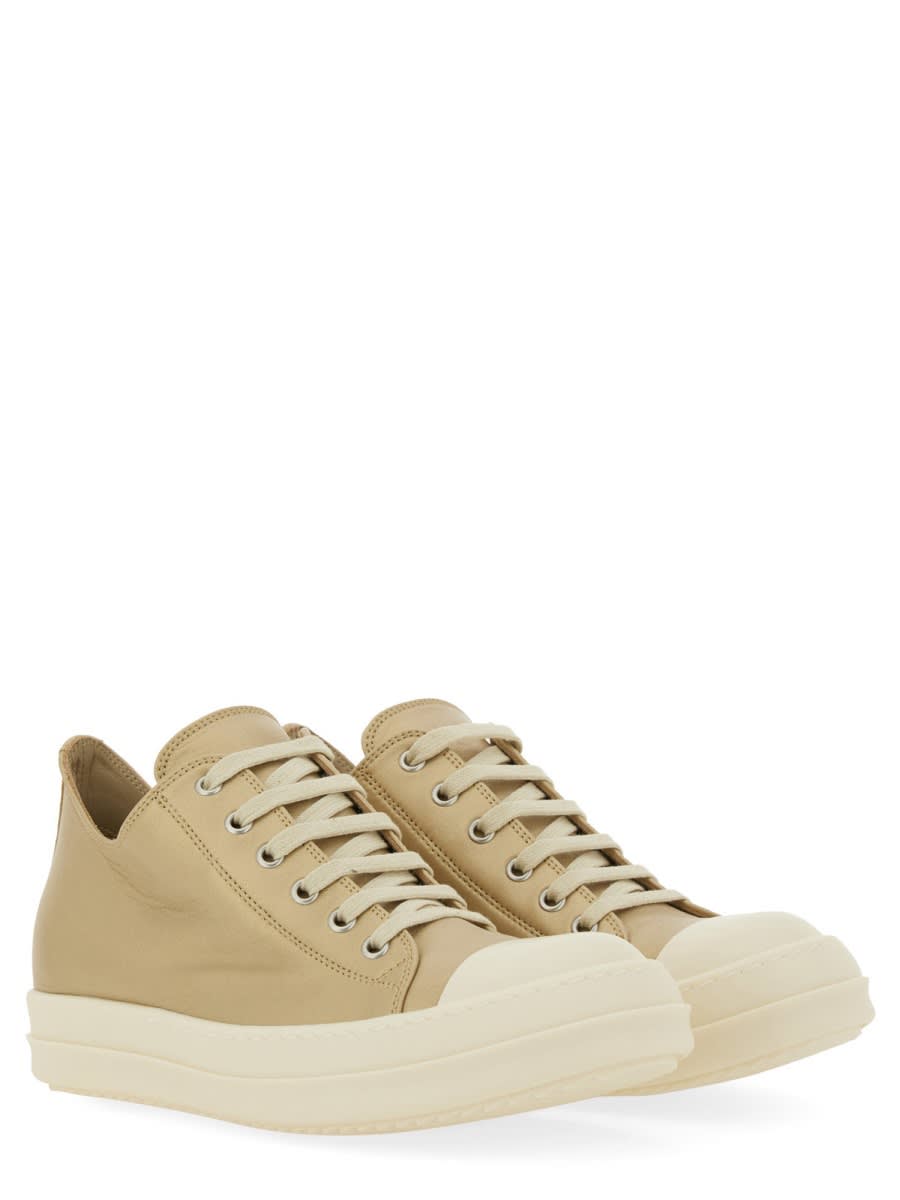 Rick Owens Lamb Leather Low-top Sneakers With Calf Leather Toe Cap
