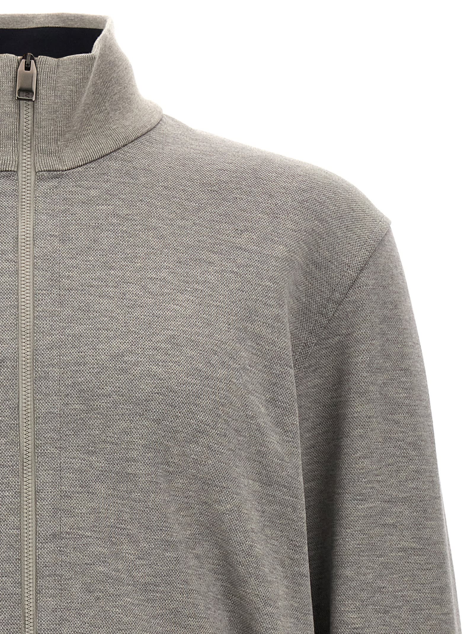 Shop Brioni Processed Cotton Sweatshirt In Gray