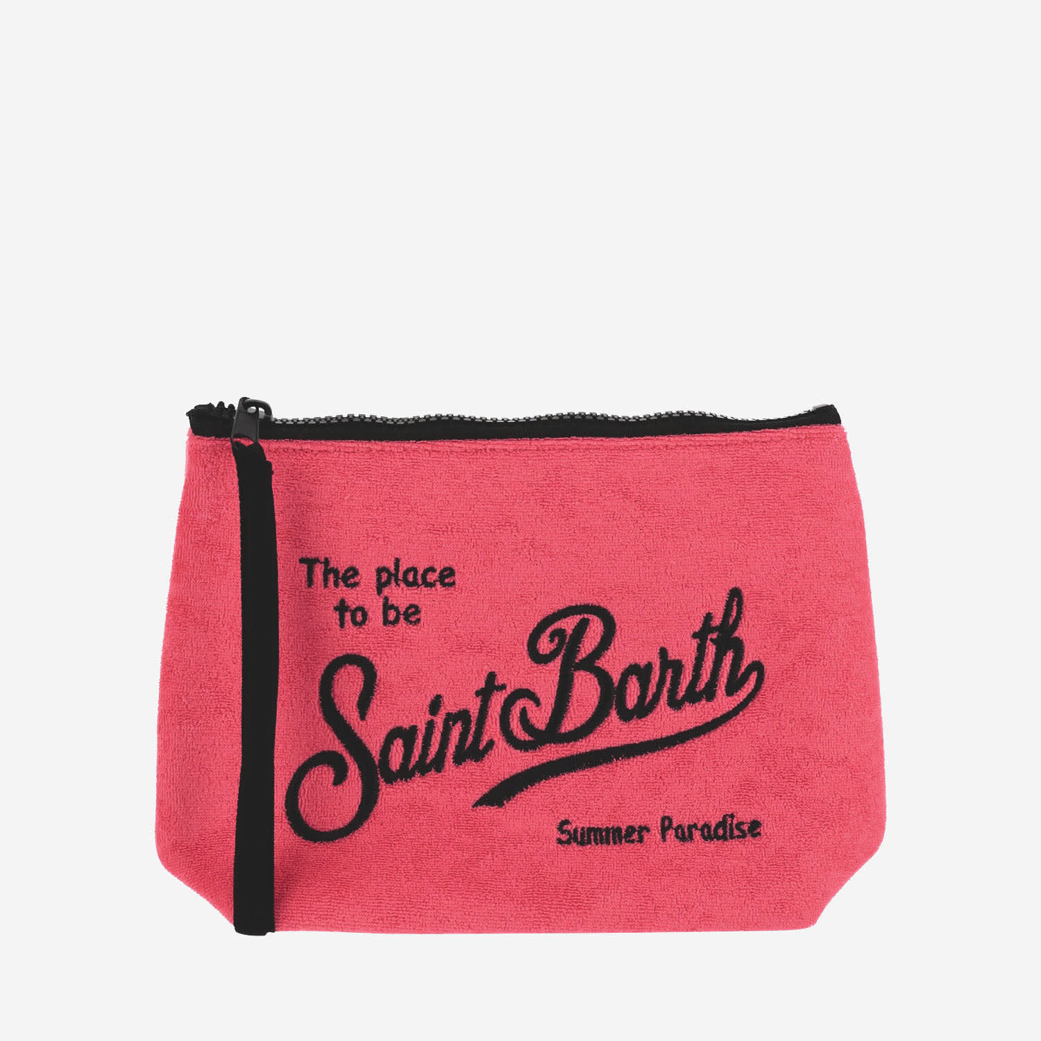 Shop Mc2 Saint Barth Fabric Clutch Bag With Logo In Pink