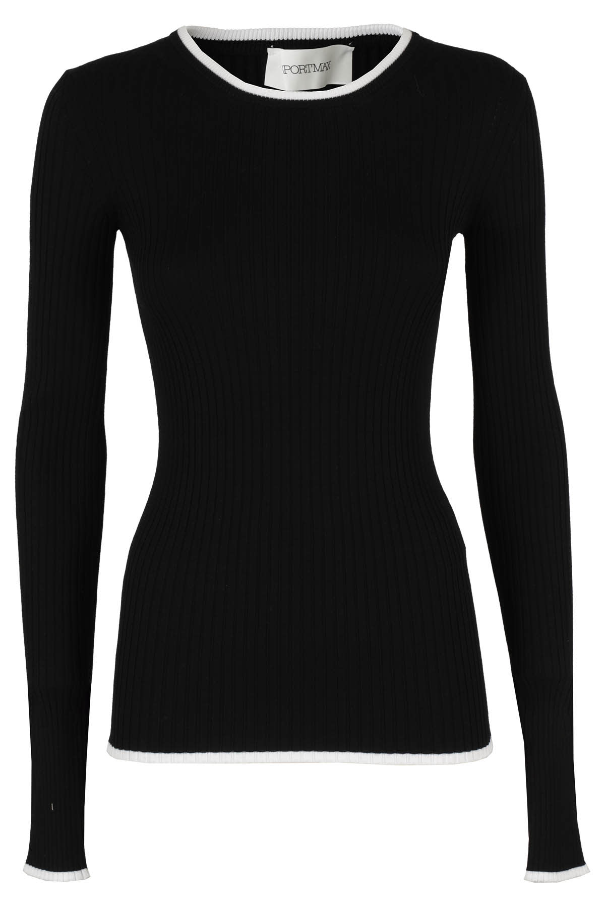Sportmax Albino Rib Knit Sweater In Nero