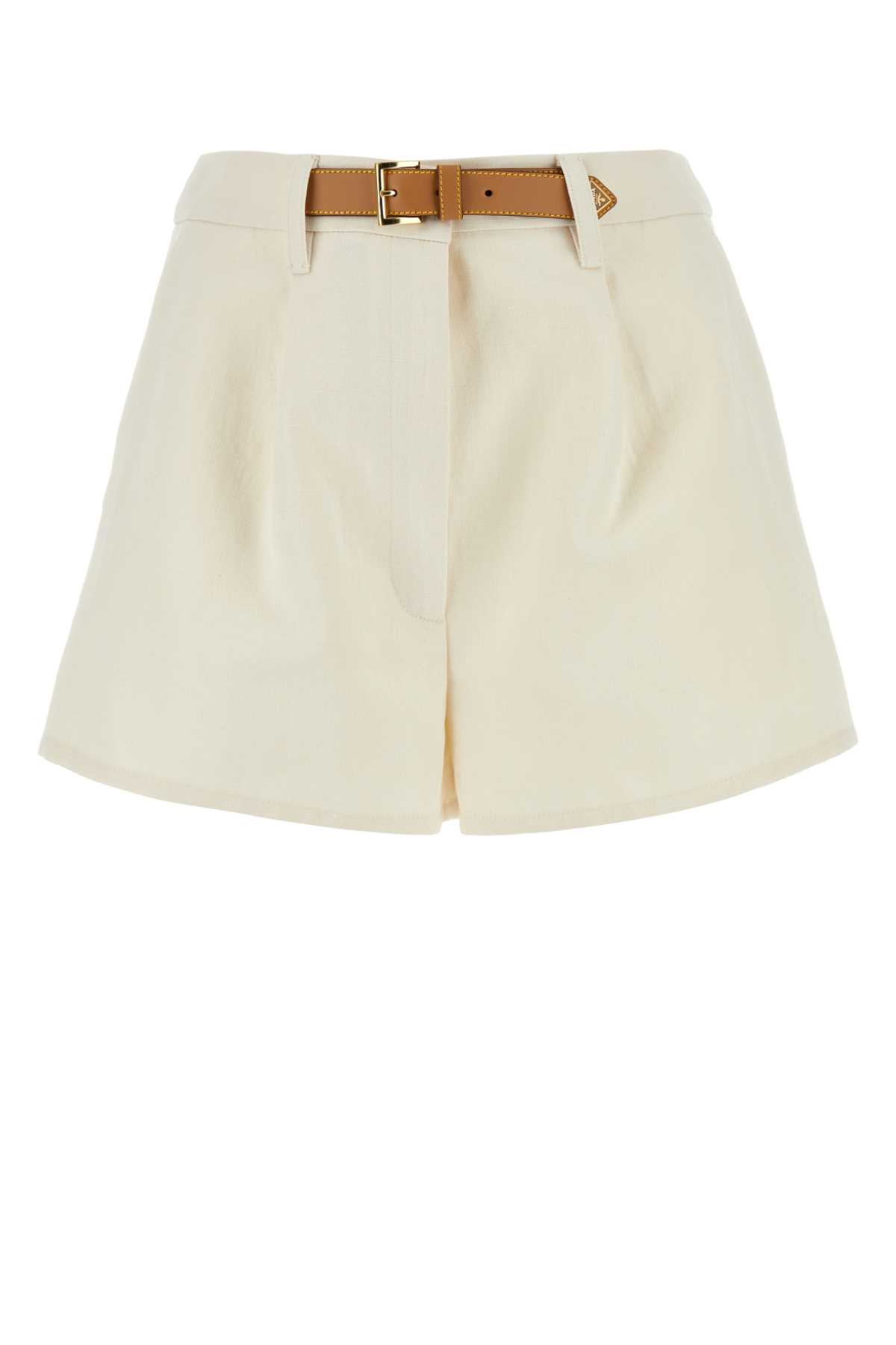 Ivory Cotton Blend Shorts