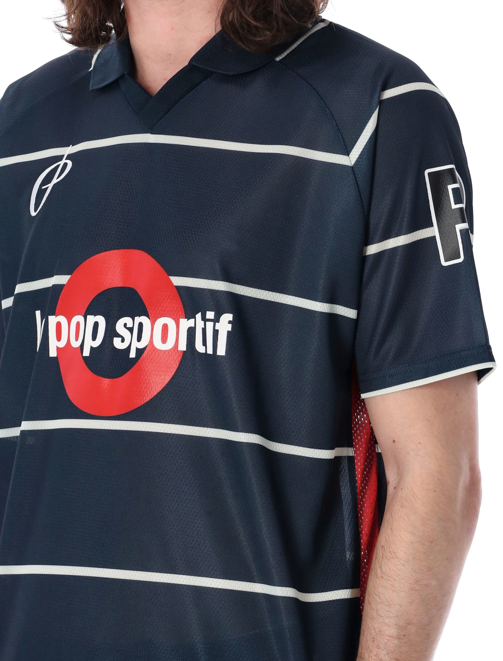 Shop Pop Trading Company Pop Striped Sportif Short Sleeves T-shirt In Navy