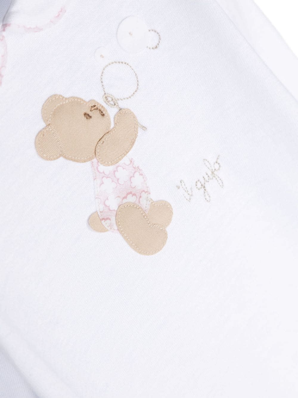 Shop Il Gufo White Playsuit With Feet And Teddy-bear Embellishment In Pink